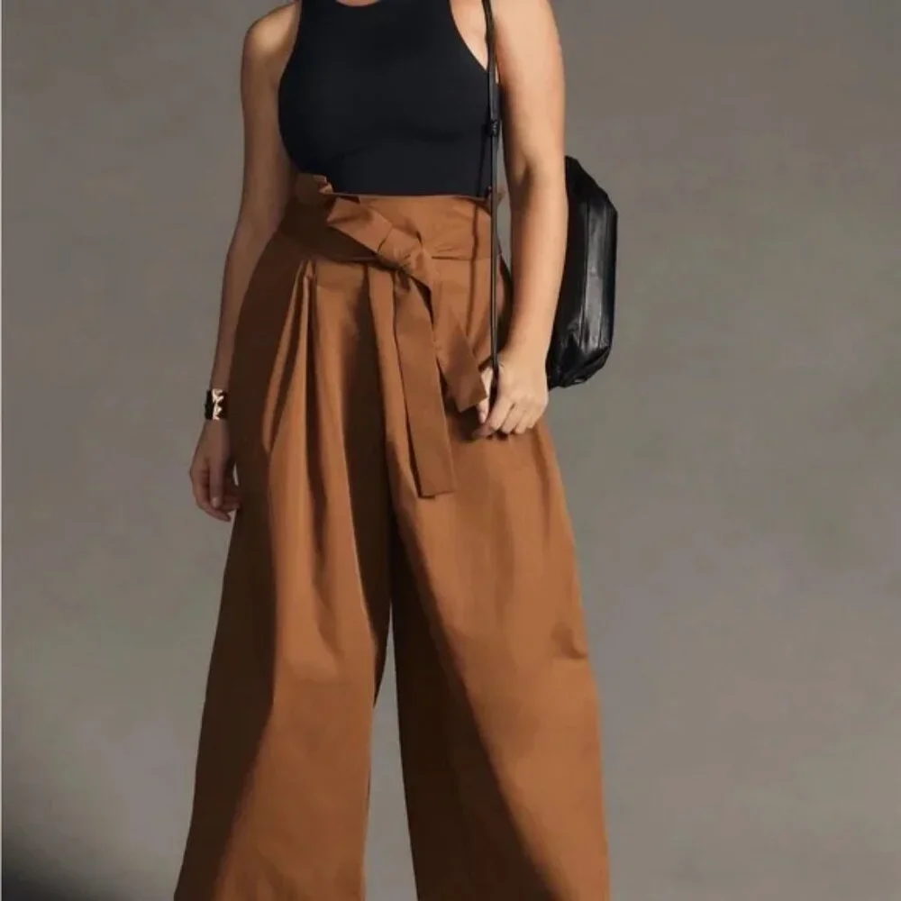 Anthropologie Brown Wide Leg Pants - Picture 5 of 12
